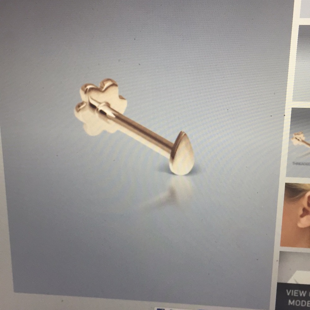 Plain Pear Shaped Threaded Stud in Rose Gold